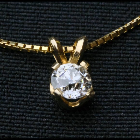 European-Cut Diamond Pendant on 14k Gold Chain - Picture 6 of 12